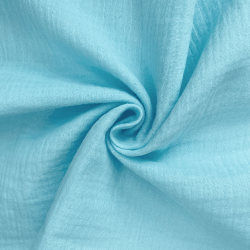 Ткань Муслин Жатый (Ширина 1,4м), цвет Небесно-голубой (на отрез) в Бронницах