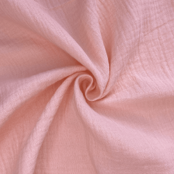 Ткань Муслин Жатый (Ширина 1,4м), цвет Нежно-Розовый (на отрез) в Бронницах