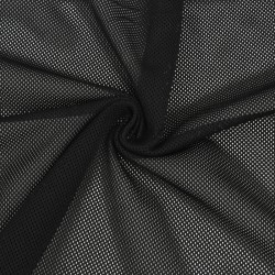 Трикотажная Сетка 75 г/м2 (Ширина 160см), цвет Черный (на отрез) в Бронницах