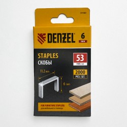 Denzel Скобы, 6 мм, для мебельного степлера, тип 53, 2000 шт. в Бронницах