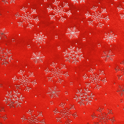 Ткань Искусственный Мех Коротковорсовый 190 гр/м2 (Ширина 150см), принт Снежинки на красном в Бронницах