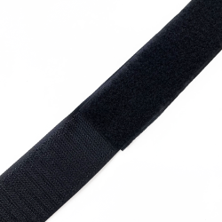 Контактная лента 40мм (38мм) цвет Черный (велькро-липучка, на отрез)  в Бронницах